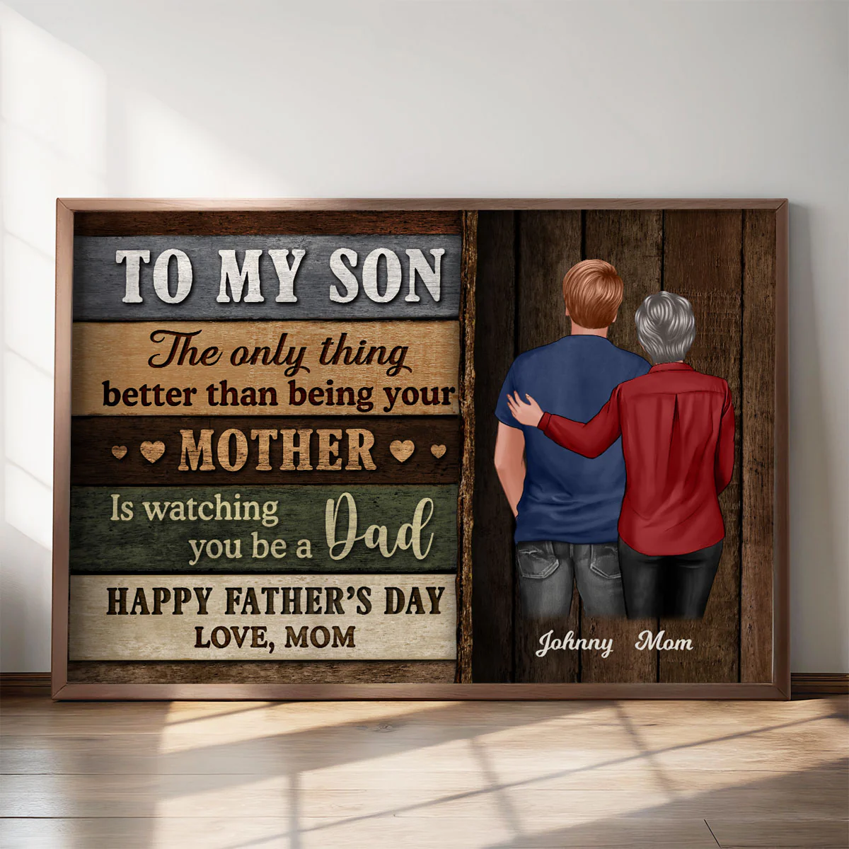 Colored Wood Pallets To My Son From Dad Mom Happy Father's Day Personalized Poster, Heartfelt Father's Day Gift For Son - Image 2