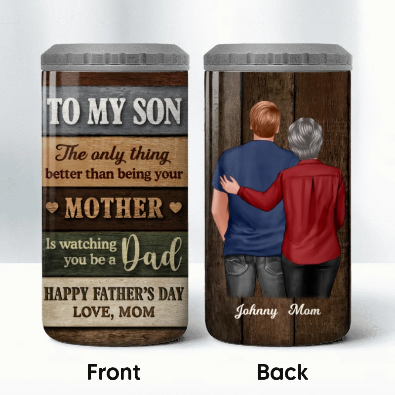 Colored Wood Pallets To My Son From Mom Personalized Can Cooler, Father's Day Gift For Son - Image 10