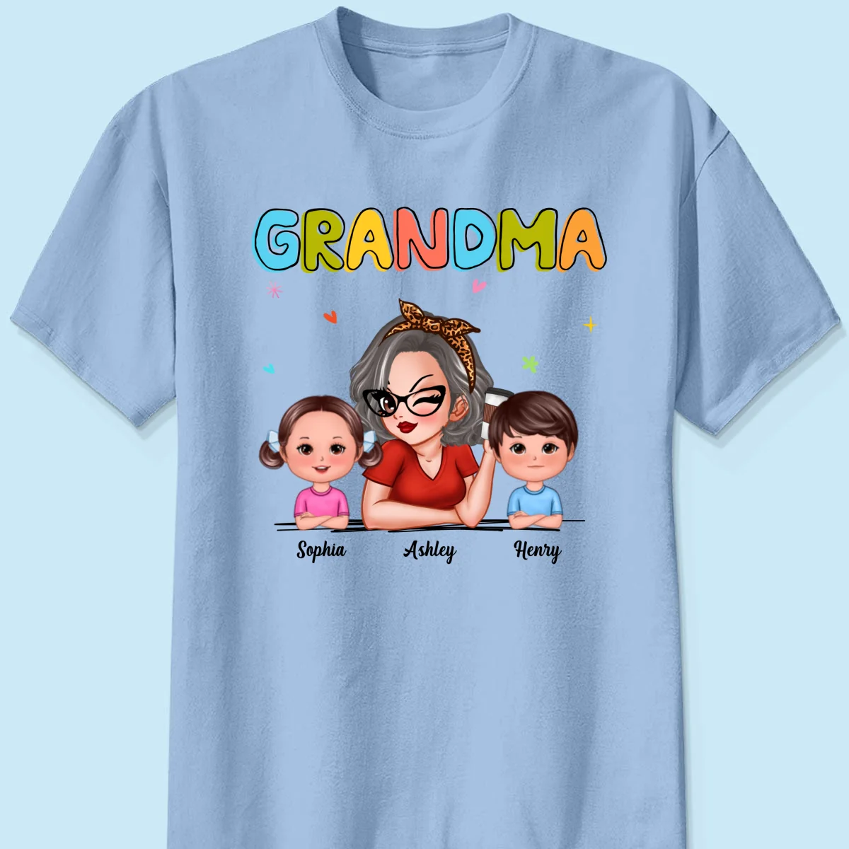 Colorful Beautiful Grandma With Grandkids Personalized Shirt - Image 10