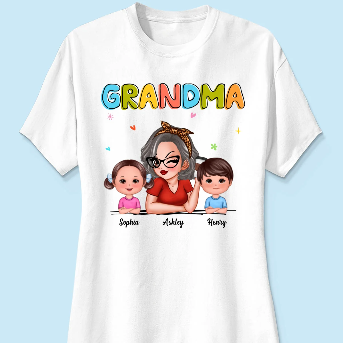 Colorful Beautiful Grandma With Grandkids Personalized Shirt - Image 11
