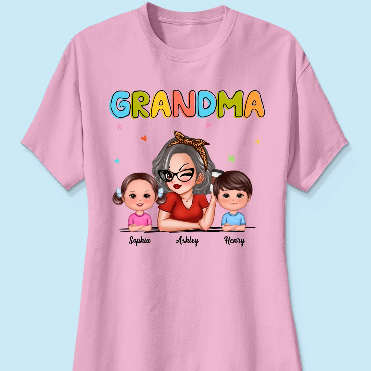Colorful Beautiful Grandma With Grandkids Personalized Shirt - Image 13