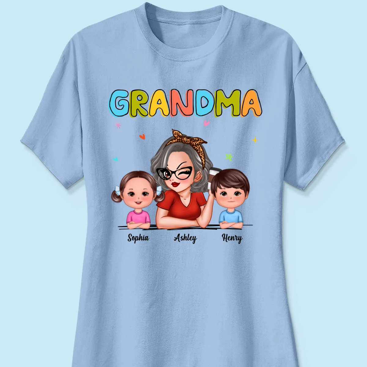 Colorful Beautiful Grandma With Grandkids Personalized Shirt - Image 14