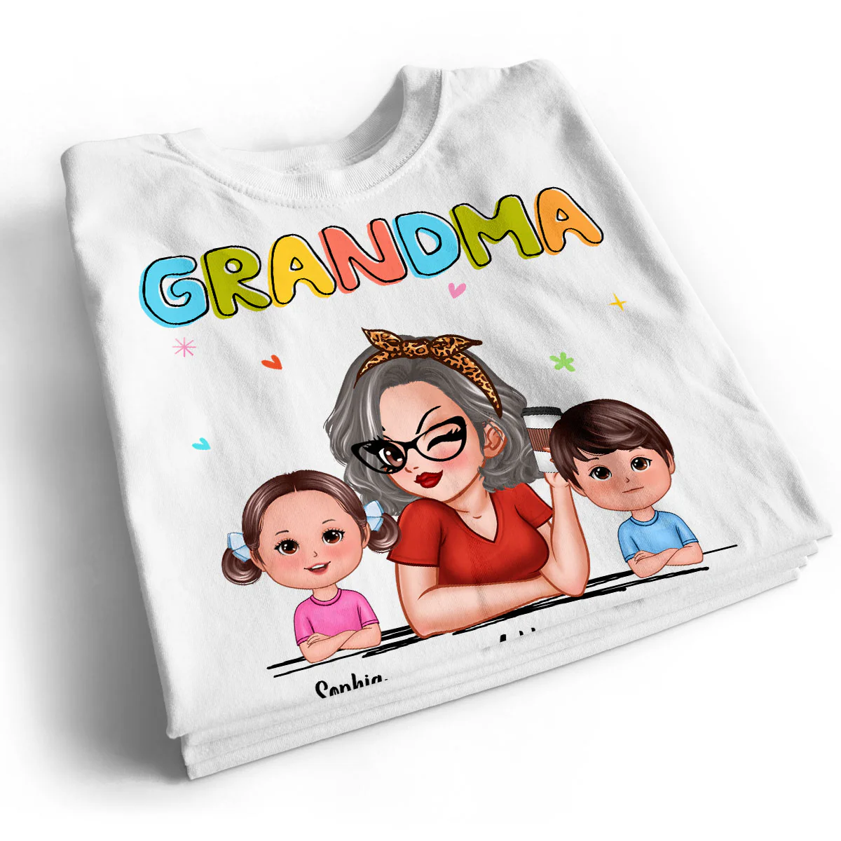 Colorful Beautiful Grandma With Grandkids Personalized Shirt - Image 2