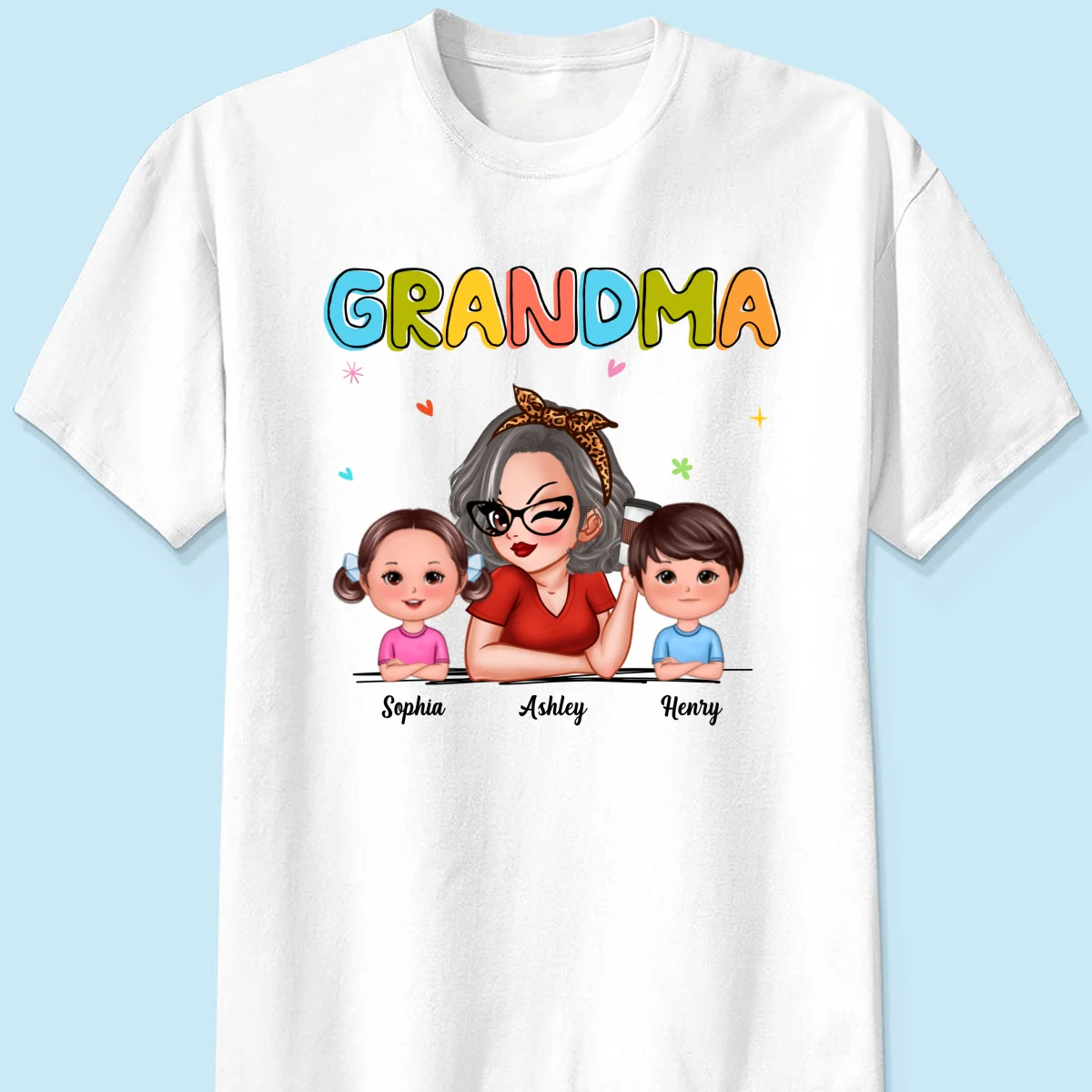 Colorful Beautiful Grandma With Grandkids Personalized Shirt - Image 7