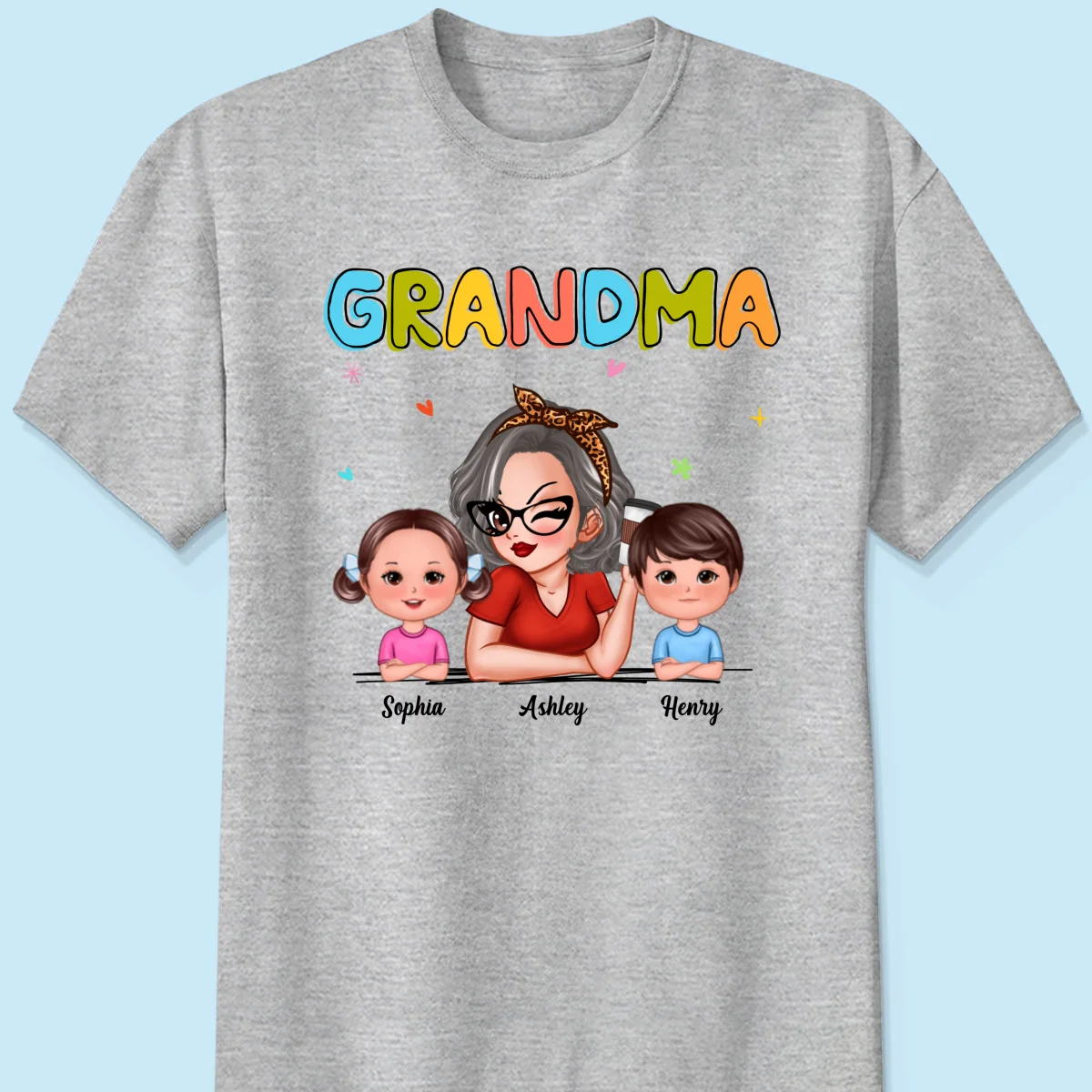 Colorful Beautiful Grandma With Grandkids Personalized Shirt - Image 8