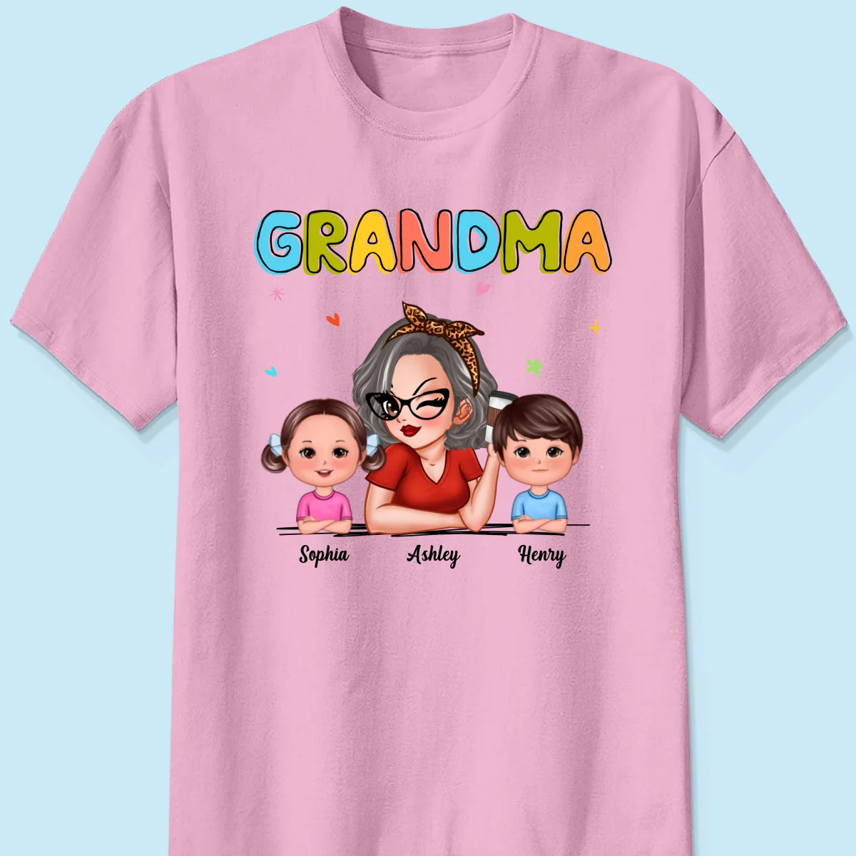 Colorful Beautiful Grandma With Grandkids Personalized Shirt - Image 9