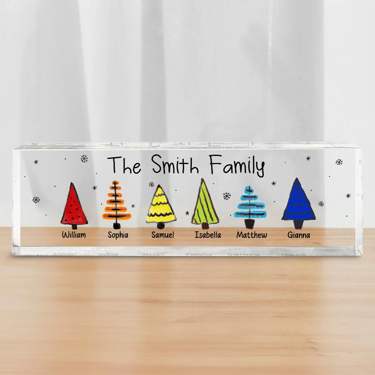 Colorful Christmas Tree Family Acrylic Desk Name Plate, Christmas Decoration - Image 3