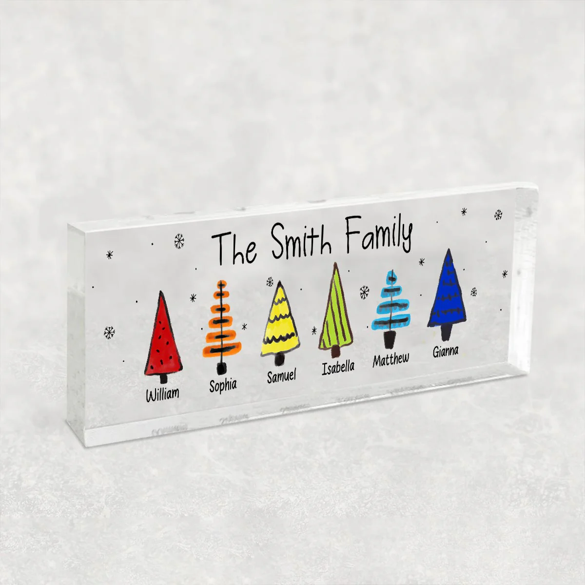 Colorful Christmas Tree Family Acrylic Desk Name Plate, Christmas Decoration - Image 5