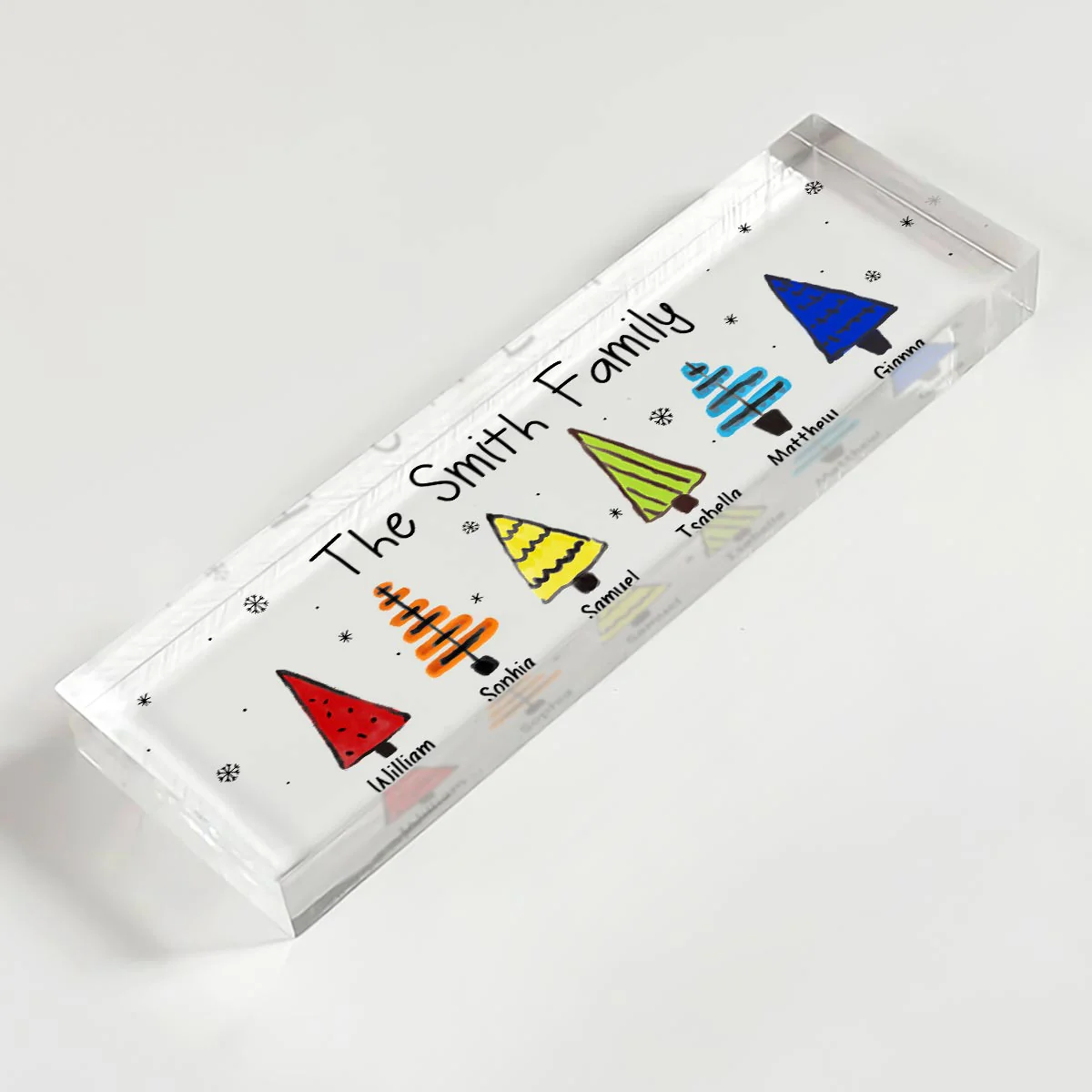 Colorful Christmas Tree Family Acrylic Desk Name Plate, Christmas Decoration - Image 7