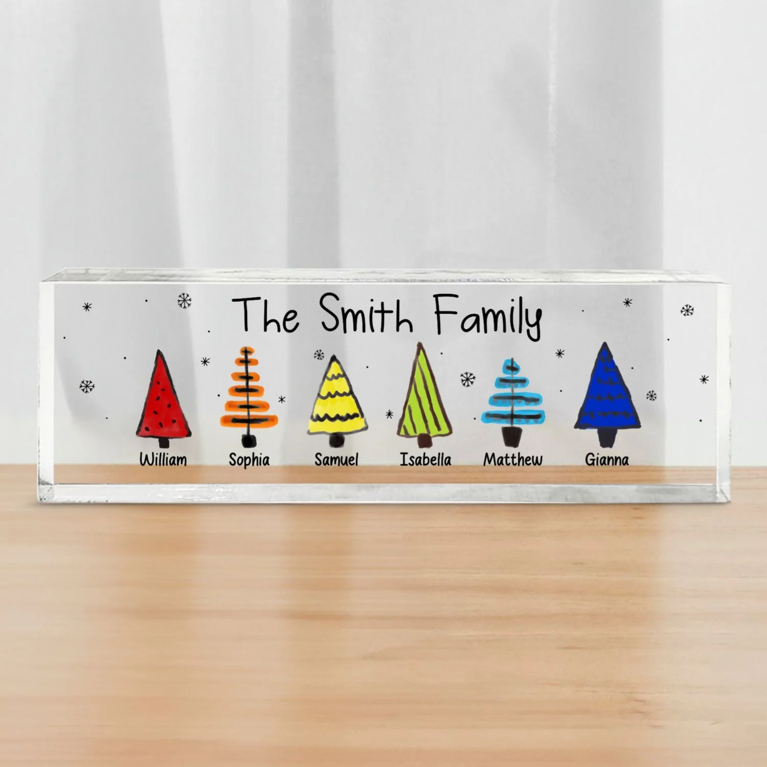 Colorful Christmas Tree Family Acrylic Desk Name Plate, Christmas Decoration - Image 9
