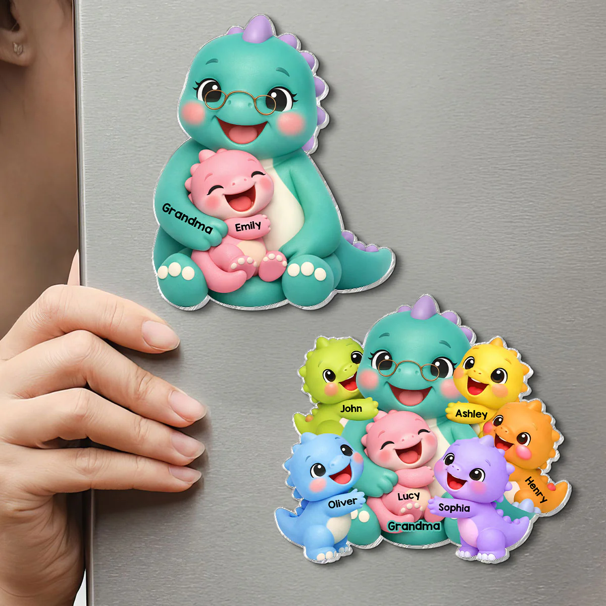 Colorful Cute Grandmasaurus Like Normal Grandma But More Awesome - Personalized Acrylic Fridge Magnet - Gift For Grandma - Image 4