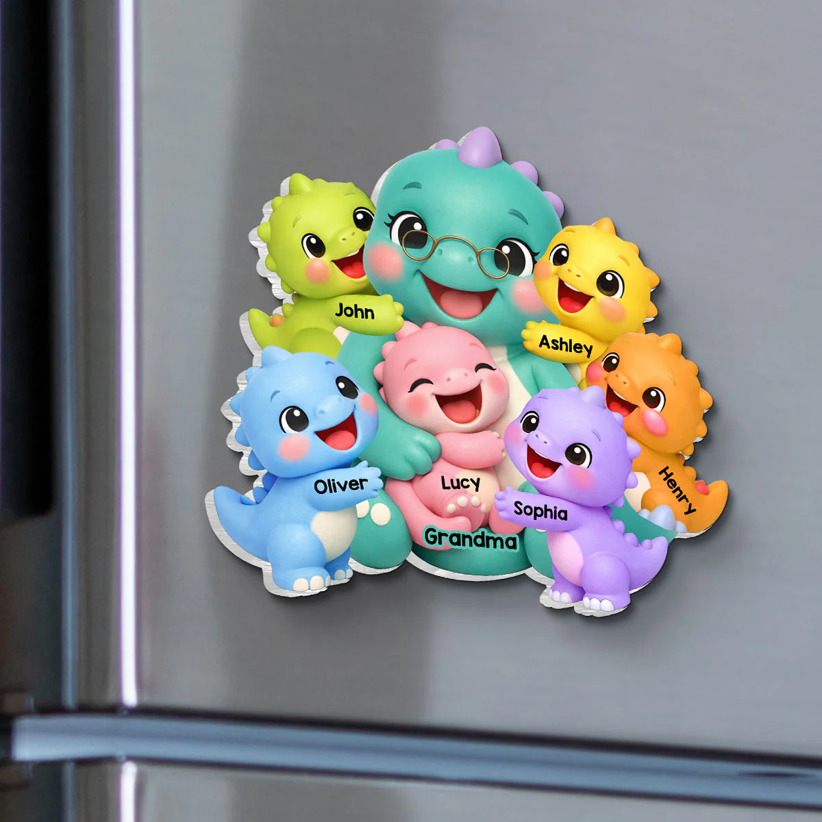 Colorful Cute Grandmasaurus Like Normal Grandma But More Awesome - Personalized Acrylic Fridge Magnet - Gift For Grandma - Image 6