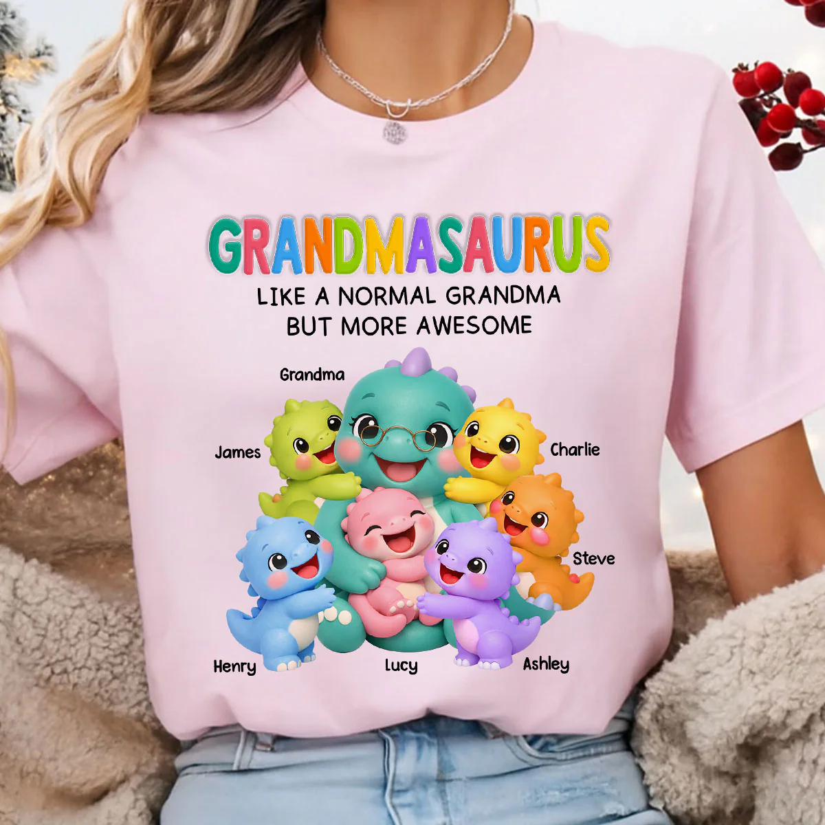 Colorful Cute Grandmasaurus Like Normal Grandma But More Awesome - Personalized Shirt - Gift For Grandma - Image 5