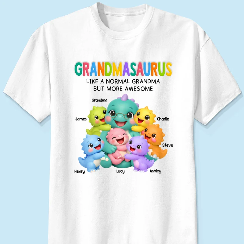 Colorful Cute Grandmasaurus Like Normal Grandma But More Awesome - Personalized Shirt - Gift For Grandma - Image 9