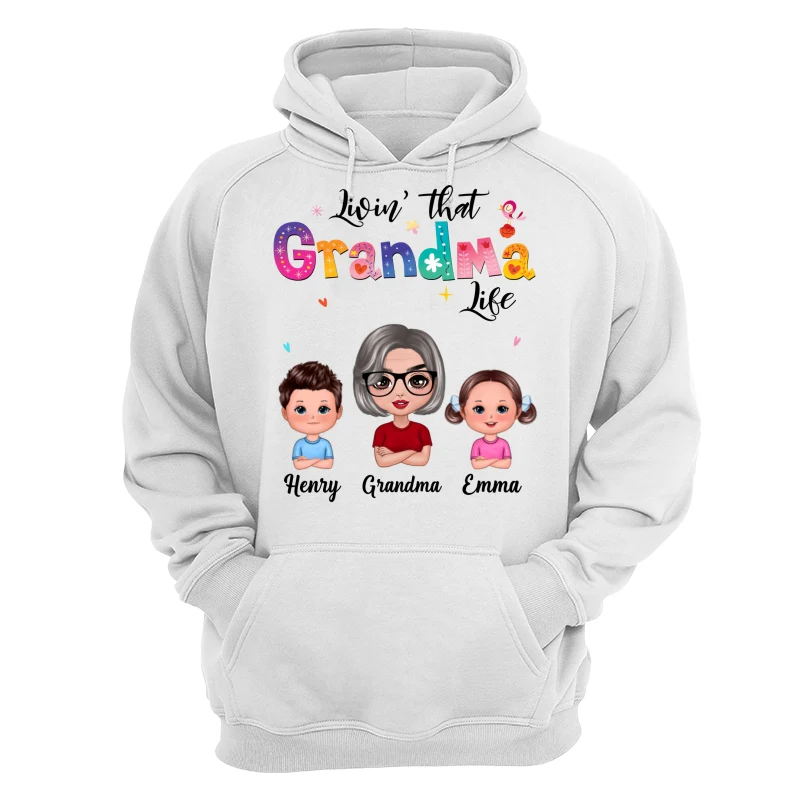 Colorful Floral Pattern Livin‘ That Grandma Life Grandma And Grandkids Personalized Shirt - Image 13