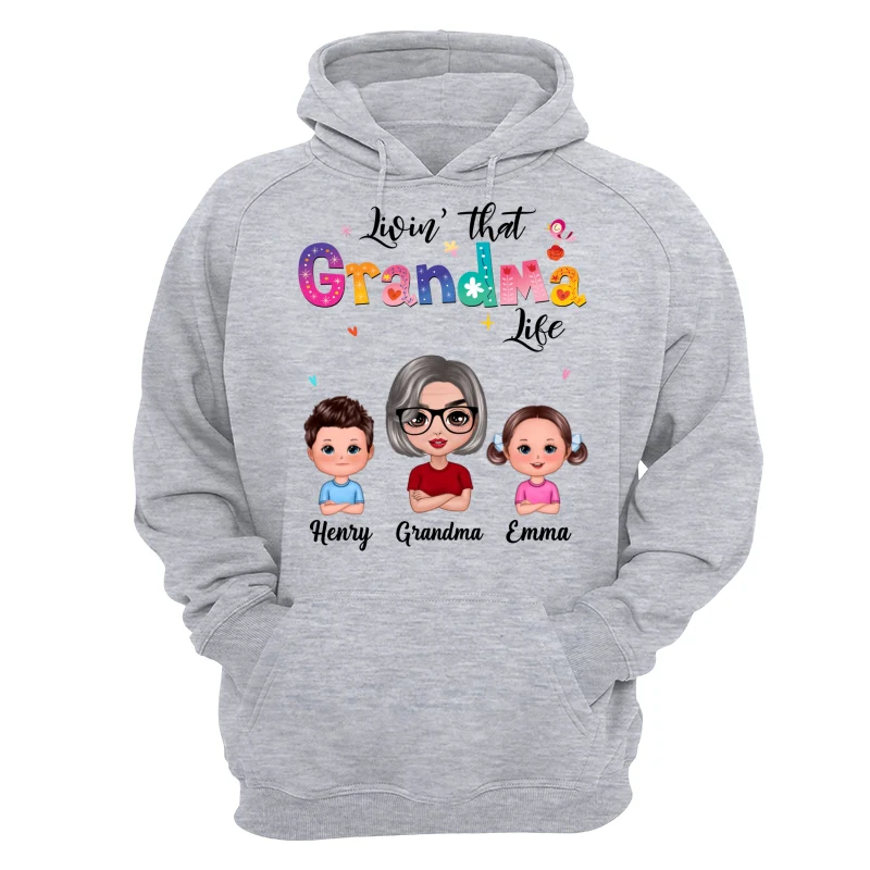 Colorful Floral Pattern Livin‘ That Grandma Life Grandma And Grandkids Personalized Shirt - Image 14
