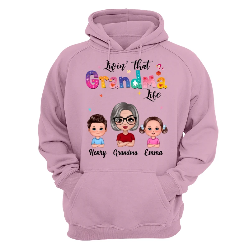 Colorful Floral Pattern Livin‘ That Grandma Life Grandma And Grandkids Personalized Shirt - Image 15