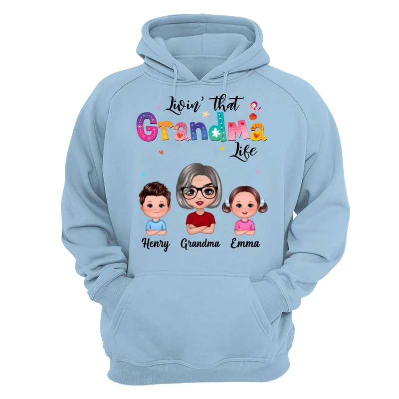 Colorful Floral Pattern Livin‘ That Grandma Life Grandma And Grandkids Personalized Shirt - Image 16