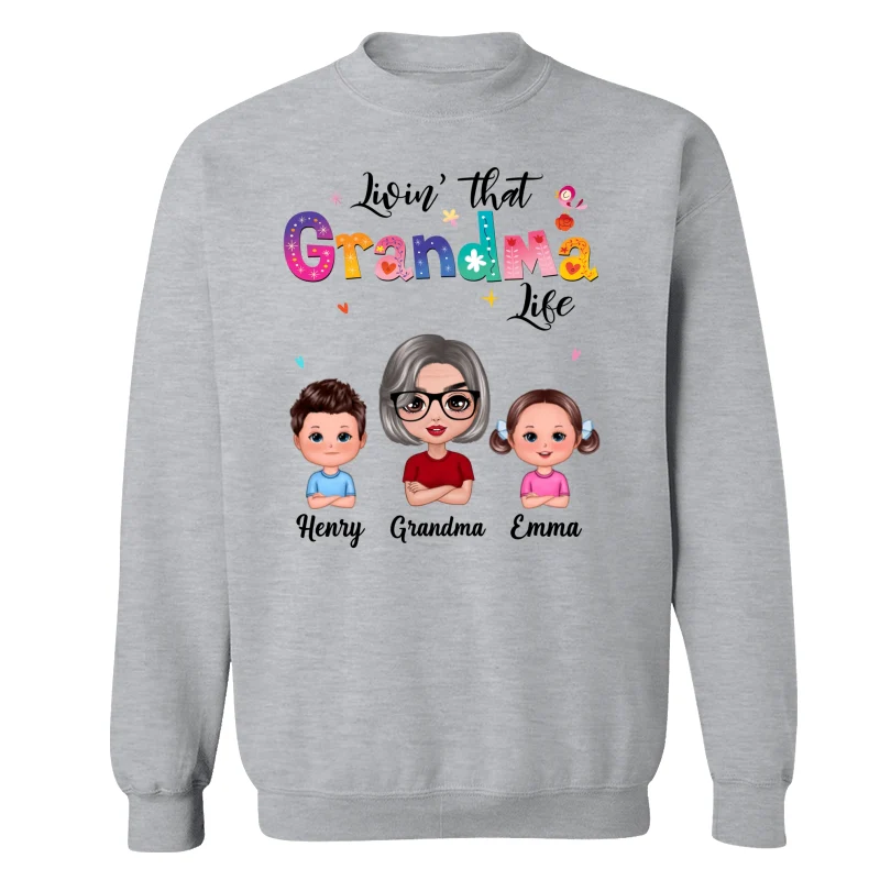 Colorful Floral Pattern Livin‘ That Grandma Life Grandma And Grandkids Personalized Shirt - Image 18