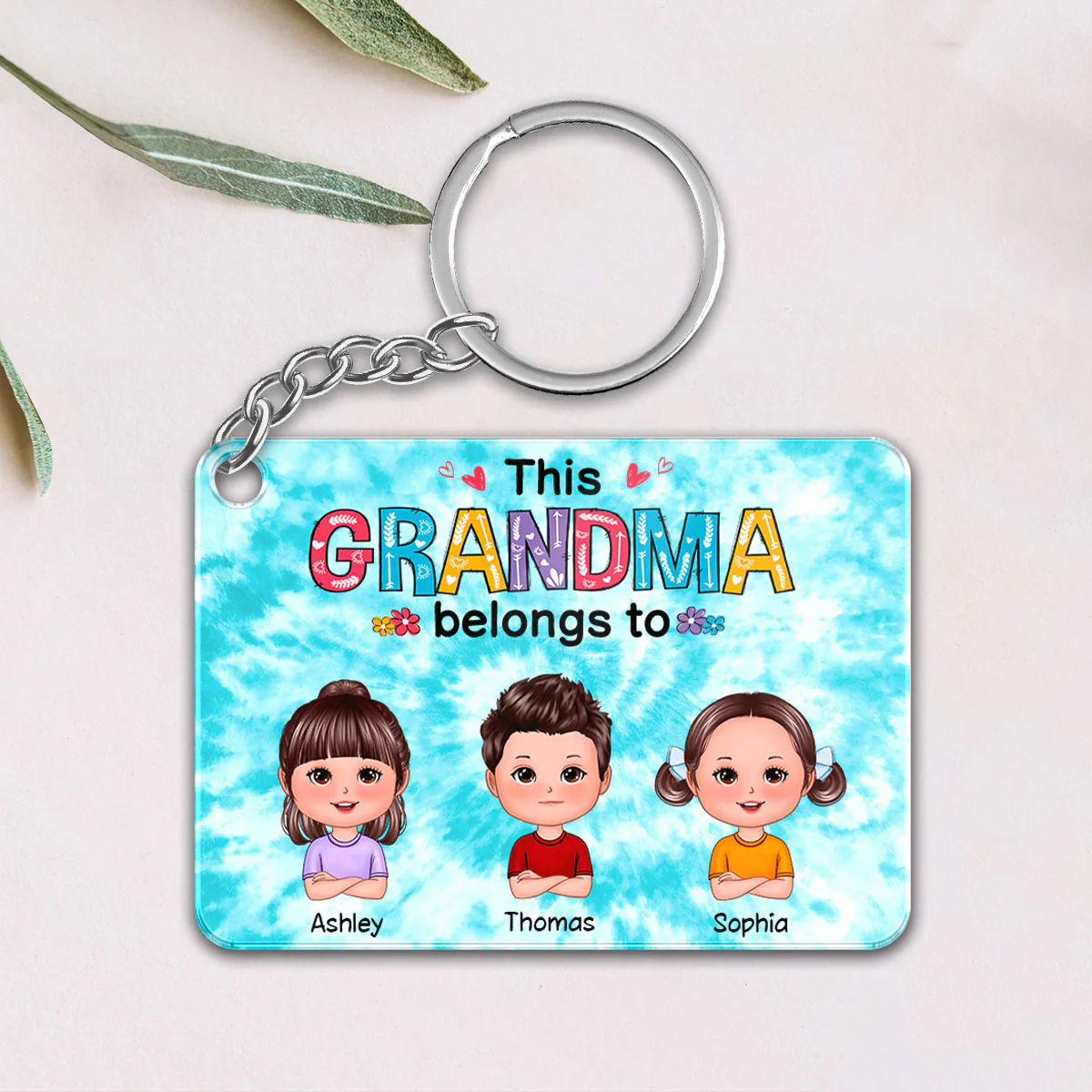 Colorful Floral Pattern This Grandma Mom Belongs To Doll Kids Personalized Acrylic Keychain