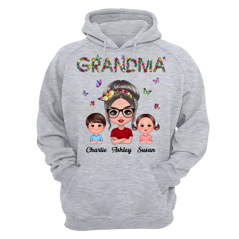 Colorful Floral Words Doll Grandma And Grandkids Gift For Grandma Personalized Shirt - Image 14