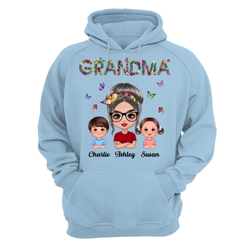 Colorful Floral Words Doll Grandma And Grandkids Gift For Grandma Personalized Shirt - Image 16
