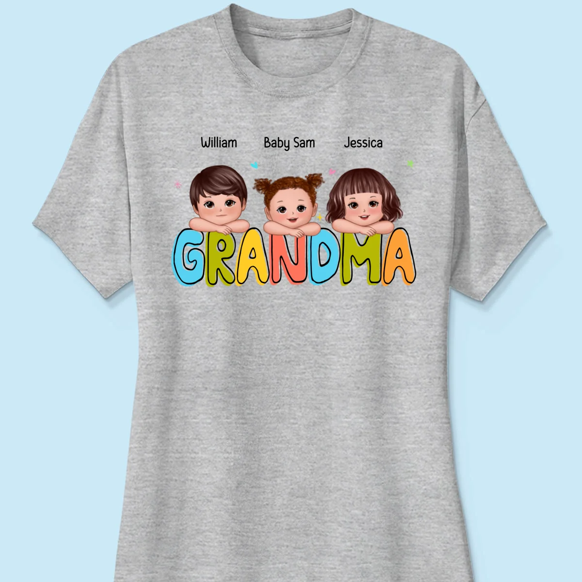 Colorful Grandma With Kids Chin On Hand Personalized Shirt - Image 10