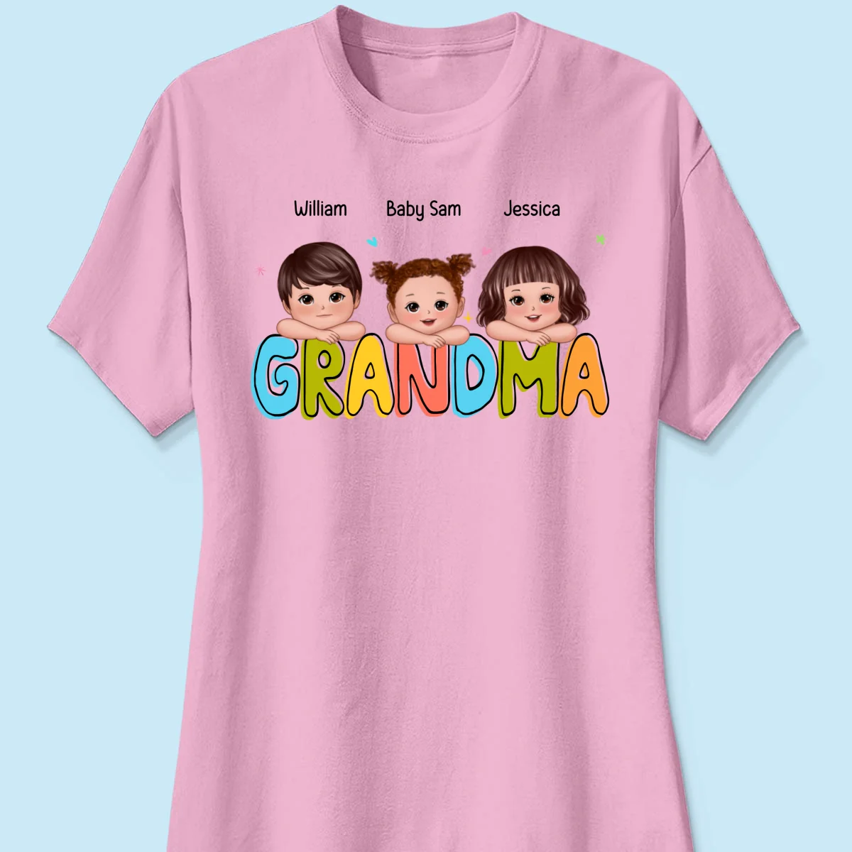 Colorful Grandma With Kids Chin On Hand Personalized Shirt - Image 11