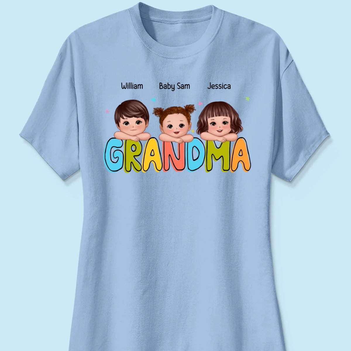 Colorful Grandma With Kids Chin On Hand Personalized Shirt - Image 12