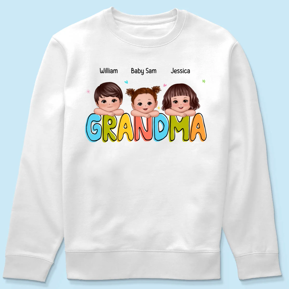 Colorful Grandma With Kids Chin On Hand Personalized Shirt - Image 17