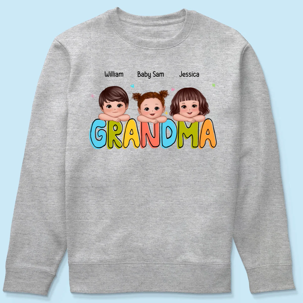 Colorful Grandma With Kids Chin On Hand Personalized Shirt - Image 18