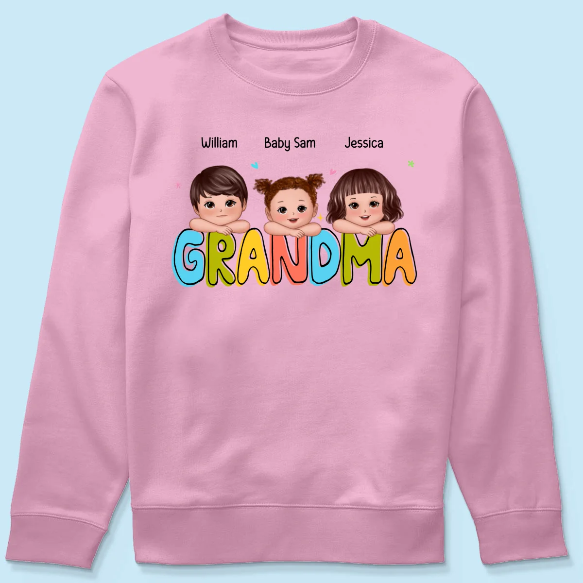 Colorful Grandma With Kids Chin On Hand Personalized Shirt - Image 19