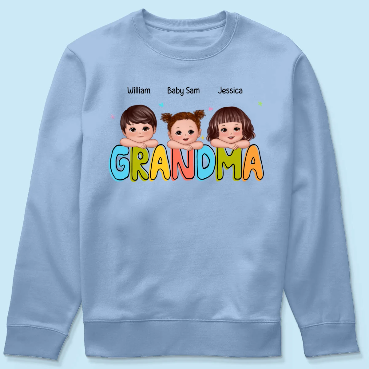 Colorful Grandma With Kids Chin On Hand Personalized Shirt - Image 20