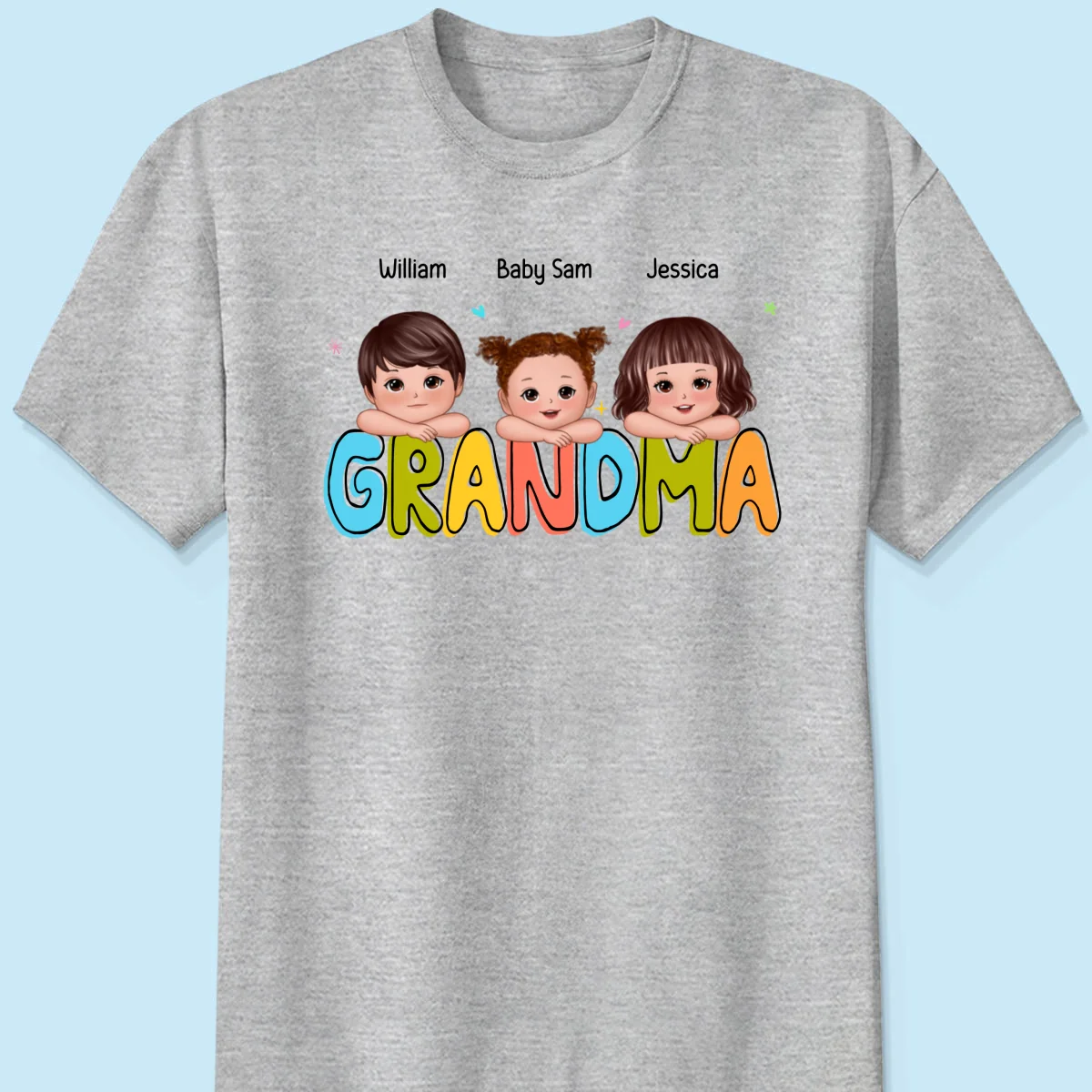 Colorful Grandma With Kids Chin On Hand Personalized Shirt - Image 6