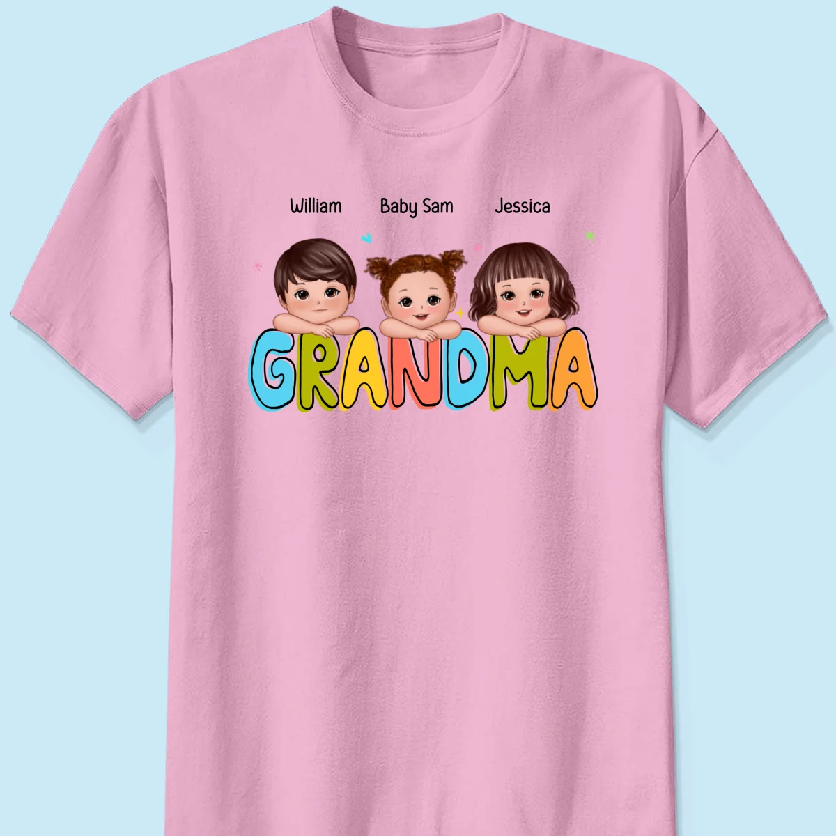 Colorful Grandma With Kids Chin On Hand Personalized Shirt - Image 7