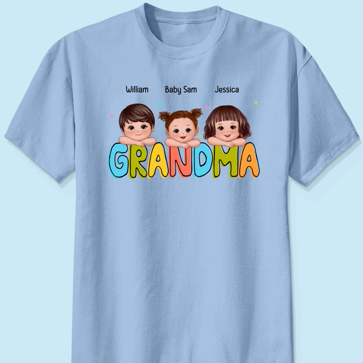 Colorful Grandma With Kids Chin On Hand Personalized Shirt - Image 8