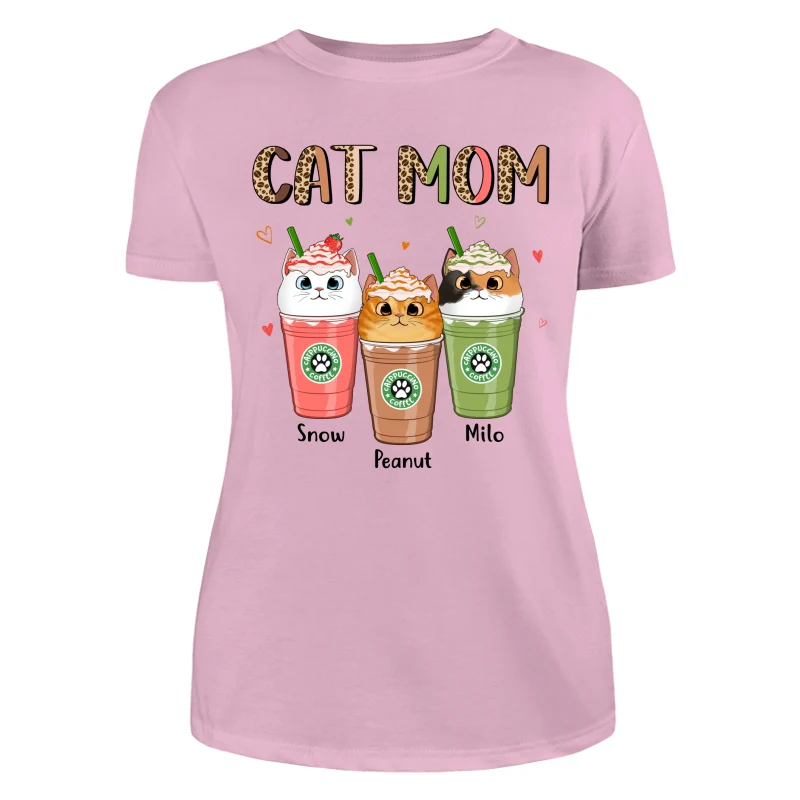 Colorful Half Leopard Cat Mom Catpuccino Coffee Personalized Shirt - Image 11
