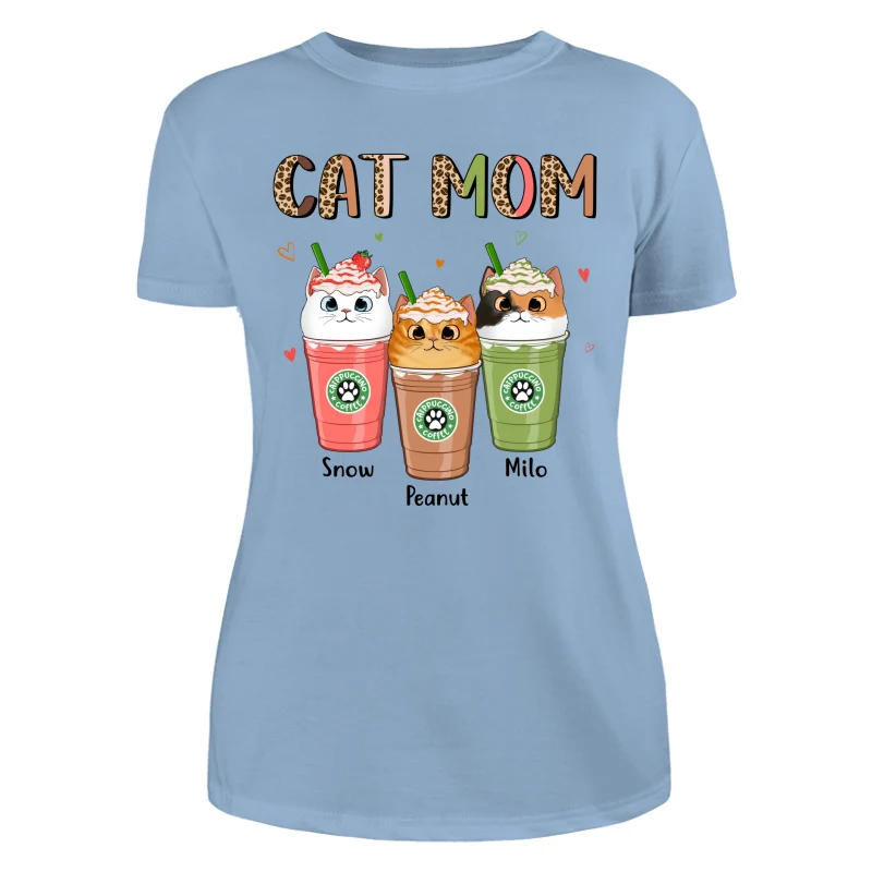 Colorful Half Leopard Cat Mom Catpuccino Coffee Personalized Shirt - Image 12