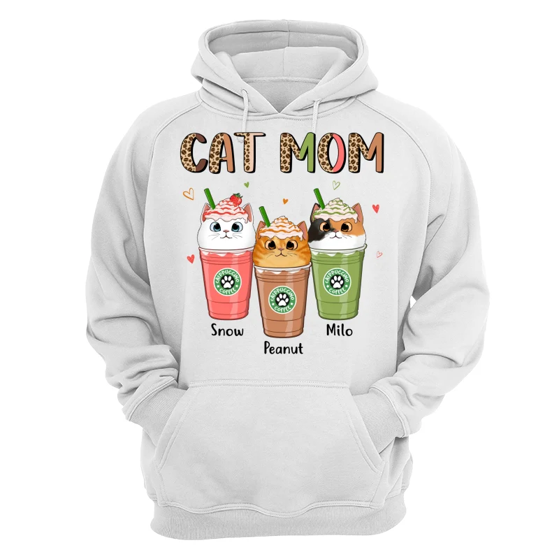 Colorful Half Leopard Cat Mom Catpuccino Coffee Personalized Shirt - Image 13