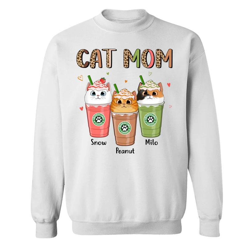 Colorful Half Leopard Cat Mom Catpuccino Coffee Personalized Shirt - Image 17