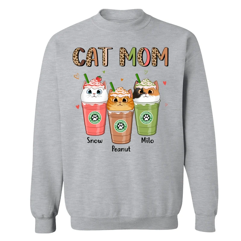 Colorful Half Leopard Cat Mom Catpuccino Coffee Personalized Shirt - Image 18