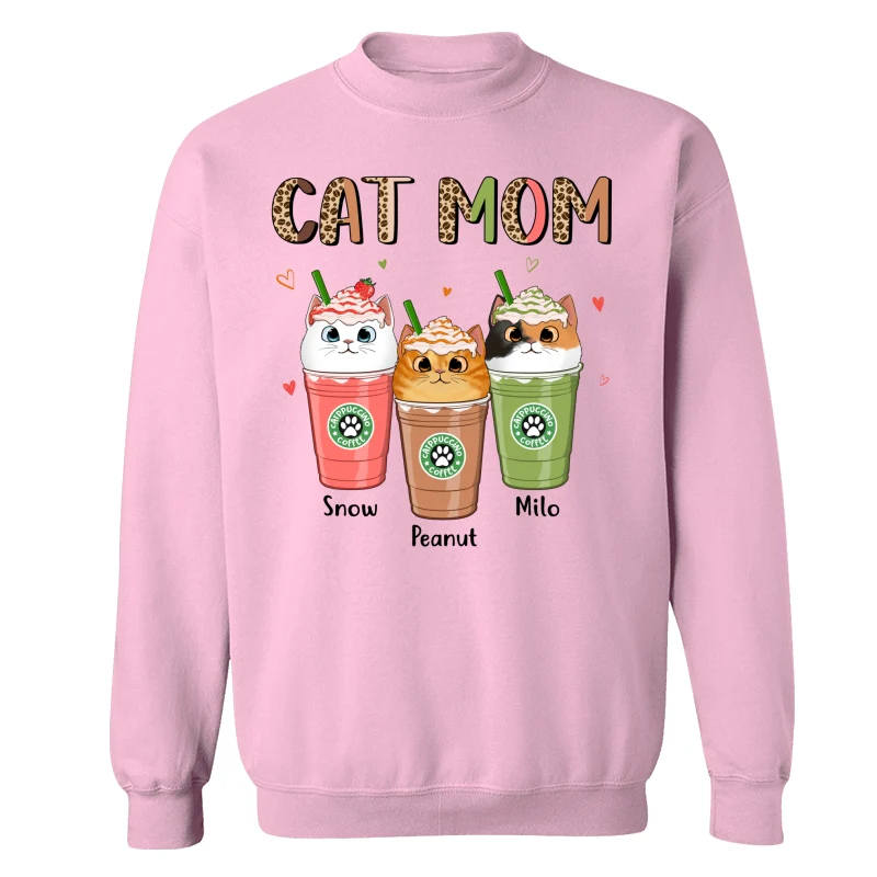 Colorful Half Leopard Cat Mom Catpuccino Coffee Personalized Shirt - Image 19