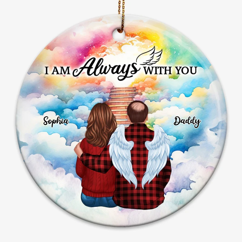 Colorful Heaven Stairway Family Memorial Personalized Circle Ornament - Image 4
