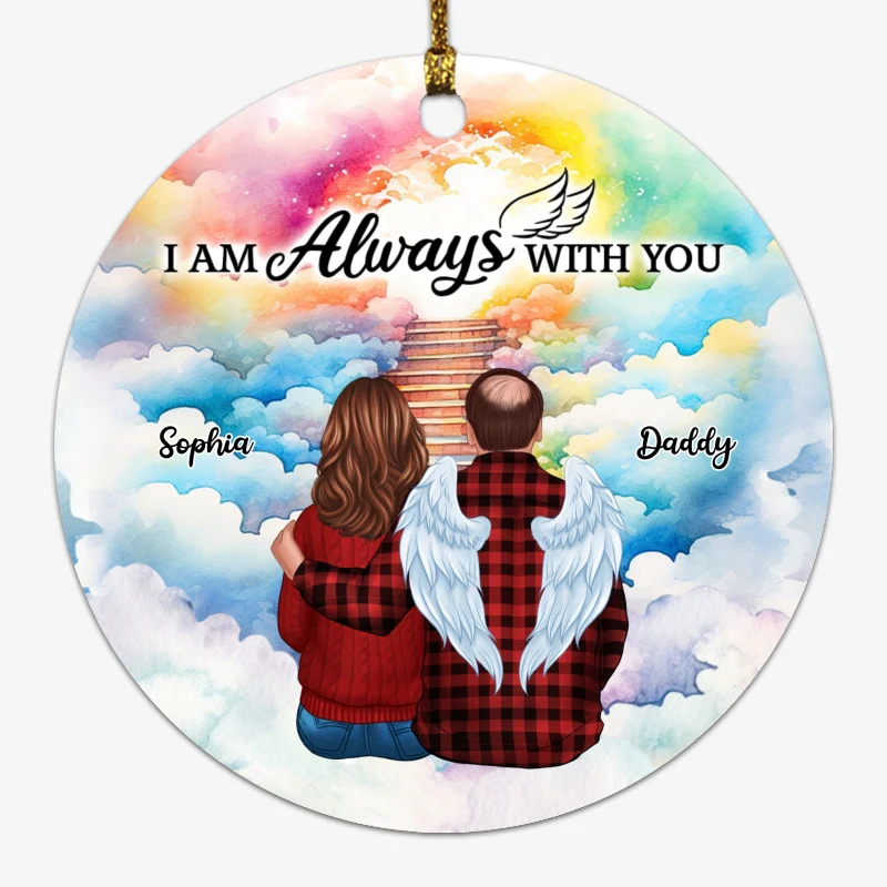 Colorful Heaven Stairway Family Memorial Personalized Circle Ornament - Image 5