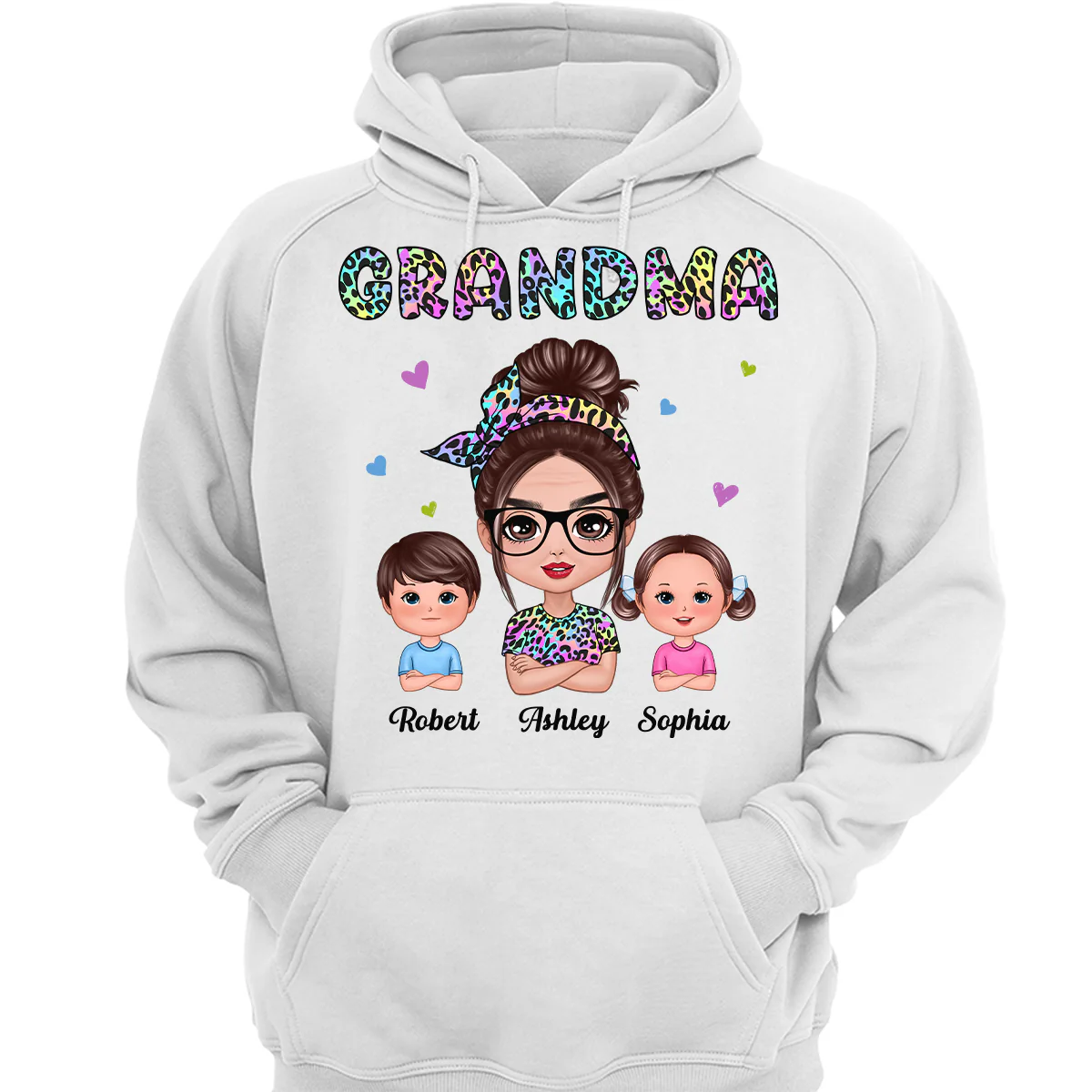 Colorful Leopard Pattern Grandma And Grandkids Gift For Grandma Personalized Shirt - Image 3