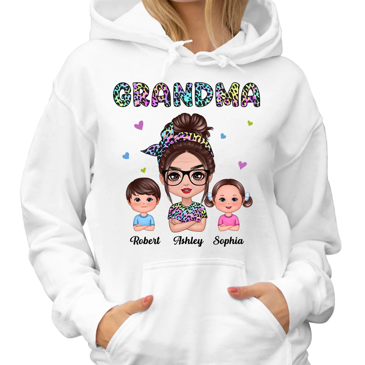 Colorful Leopard Pattern Grandma And Grandkids Gift For Grandma Personalized Shirt - Image 4