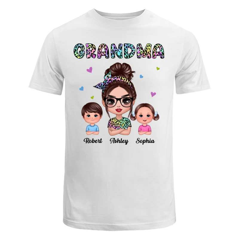 Colorful Leopard Pattern Grandma And Grandkids Gift For Grandma Personalized Shirt - Image 5