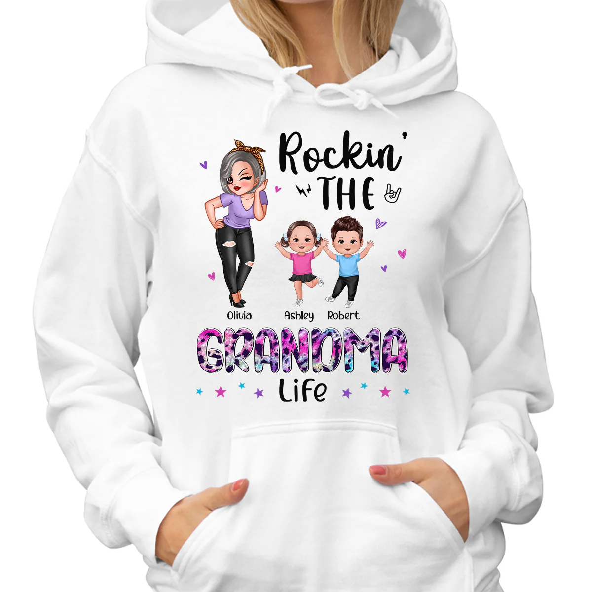 Colorful Leopard Rockin‘ Grandma Life Personalized Shirt - Image 4