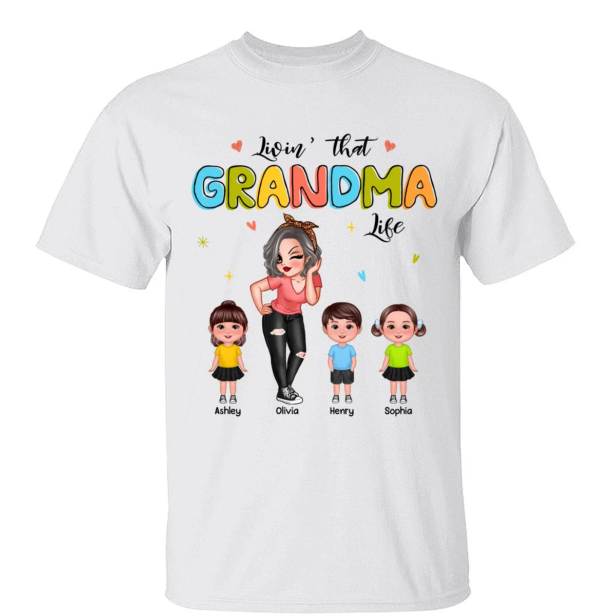 Colorful Livin‘ That Grandma Life Gift For Grandma Personalized Shirt