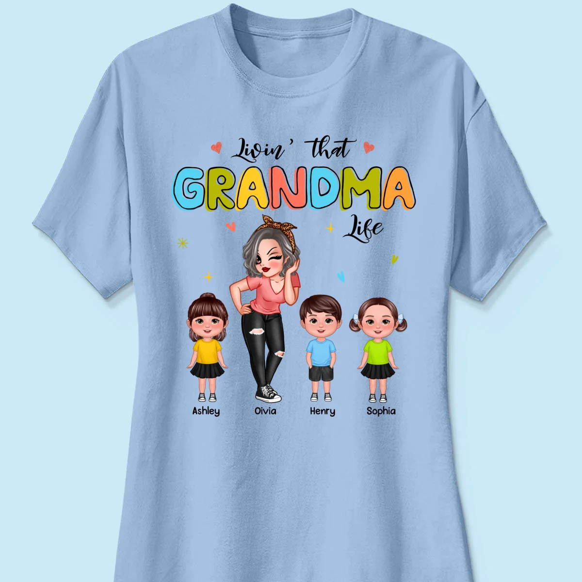 Colorful Livin‘ That Grandma Life Gift For Grandma Personalized Shirt - Image 12